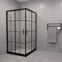 PRATİKO D242 100X100X190H DUŞAKABİN 2 SABİT PANEL 2 KAYAR KAPI SİYAH PROFİL KAROLAJLI CAM SAD24-01