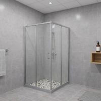 PRATİKO D242 90X90X190H DUŞAKABİN 2 SABİT PANEL 2 KAYAR KAPI PARLAK KROM PROFİL ŞEFFAF CAM